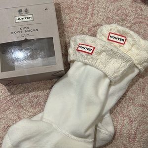 BNIB Hunter knit cuff welly boot socks / natural white